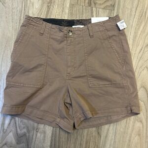 Women's Brown 8 Mid Rise Lightweight 5‎ Inch Utility Shorts NWT